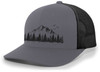 Mountain Scene Tamarak Pine Forest Embroidered Mesh Back Trucker Hat