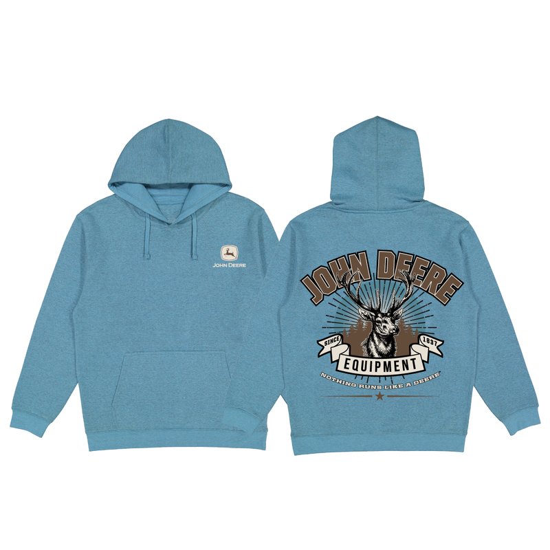 John Deere Mens Deer Head Hooded Sweatshirt Hoodie