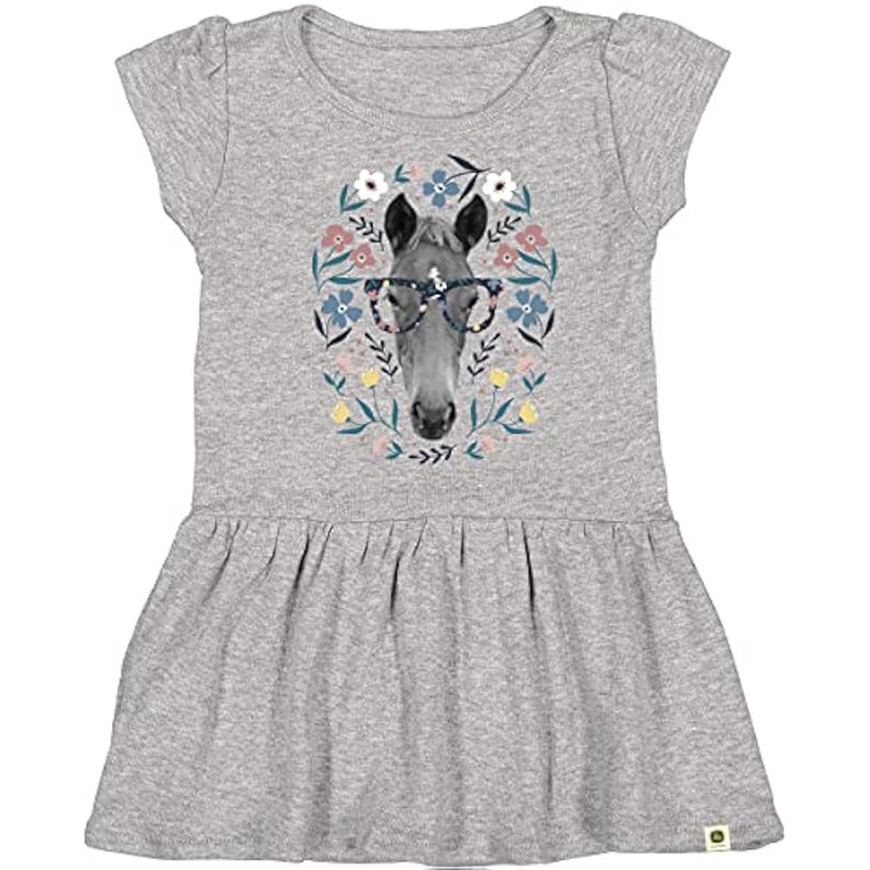 John Deere Do Good Today Toddler Toddler Glasses Horse Dress-Heather Gray-3T