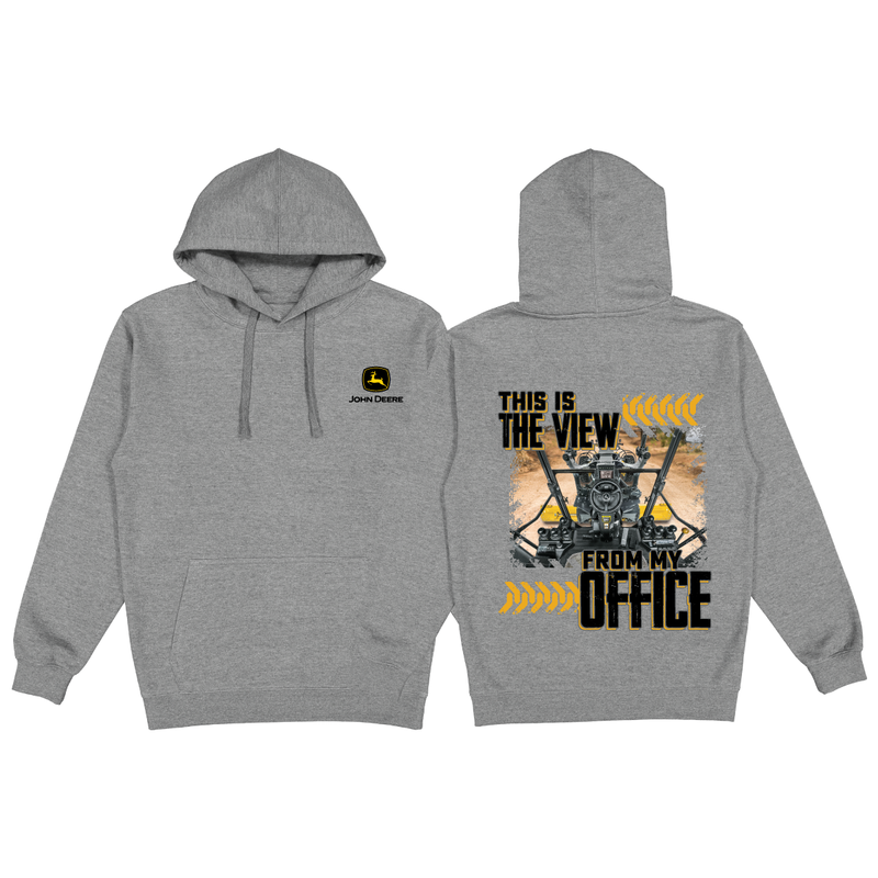 John Deere Mens This Is The View From My Office Construction Grader Hooded Sweatshirt Hoodie