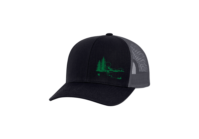 Men's Scenic Mountain View Outoors Embroidered Mesh Back Trucker Hat