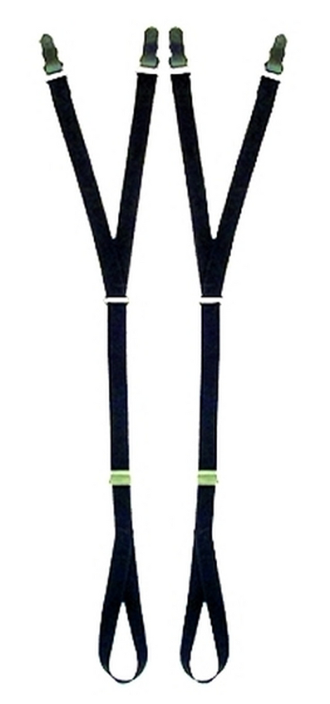 Shirt Holders Adjustable w/ Button Clasp & Foot Loop Y-Style Strap - Black