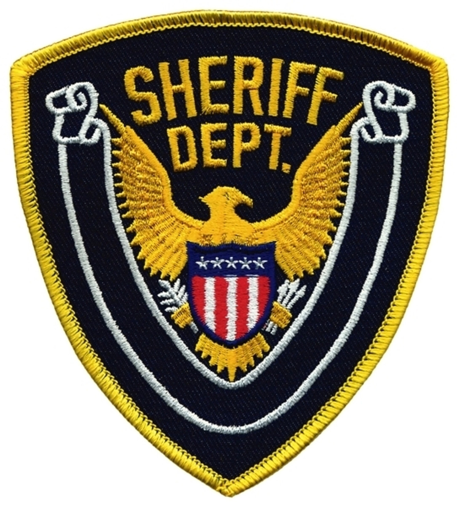SHERIFF DEPT Eagle w/ Blank Scroll - Gold/Navy - 4''x4.375''