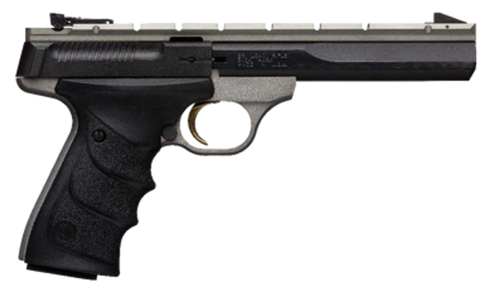 Browning 051564490 Buck Mark Contour 22 LR 10+1 5.50" Contoured Barrel, Matte Black Optic Ready/Serrated Steel Slide, Gray Anodized Aluminum Frame, Black Ultragrip RX Grips
