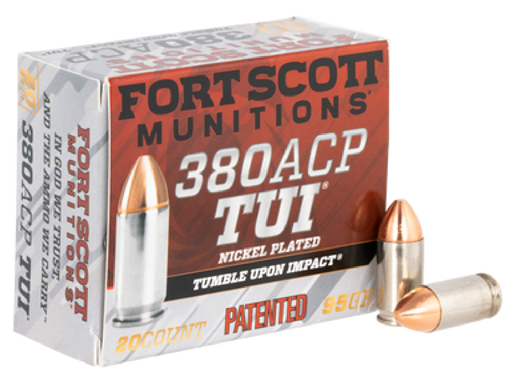 Fort Scott Munitions Tumble Upon Impact (tui), Fsm 380-095-scv       380acp  95gr Tui       20/25