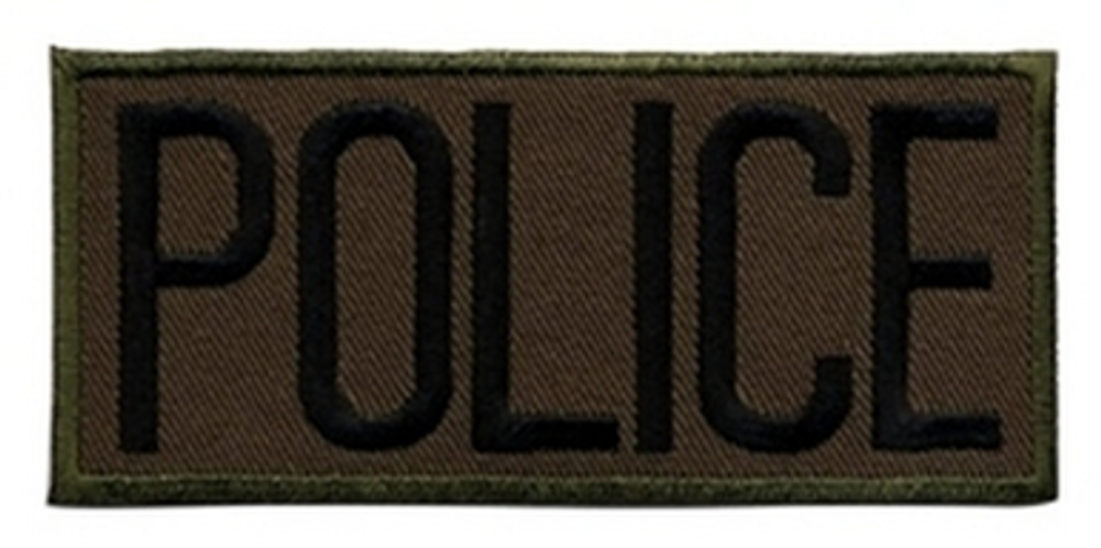 POLICE Chest Patch - Black/Olive Drab - 4''x2'' - Heat Seal