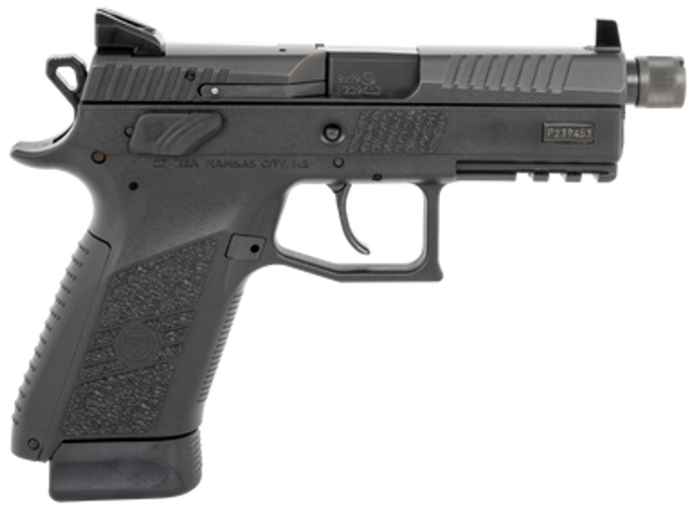 CZ-USA 89289 P-07 Suppressor Ready 9mm Luger 4.36" 17+1 Overall Black Finish with Inside Railed Nitride Steel Slide, Stippled Interchangeable Backstrap Grip & Picatinny Rail