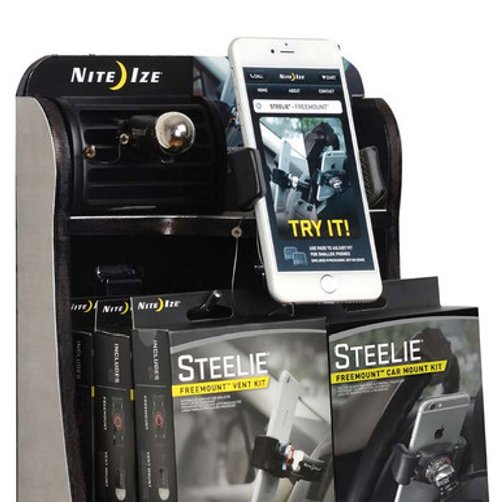 Steelie Dash/Vent Orbiter Combo In-Line Peg/Slatwall Display - with purchase of 6 units of each Steelie Dash/Vent Orbiter Combo In-Line Peg/Slatwall Display - with purchase of 6 units of each