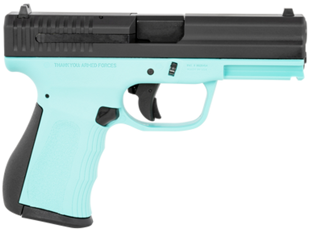 FMK G9C1G2TBSS 9C1 G2 9mm Luger 14+1 4" Black Stainless Steel Barrel, Black Serrated Carbon Steel Slide, Blue Jay Polymer Frame w/Picatinny Rail, Black Backstrap Grip
