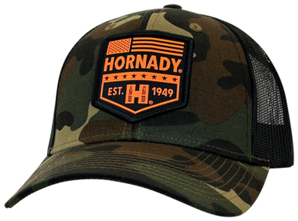Horizon Design Hornady, Hdesign 30460  Hornady Orng Flg Ptch   Cap Cam/wht