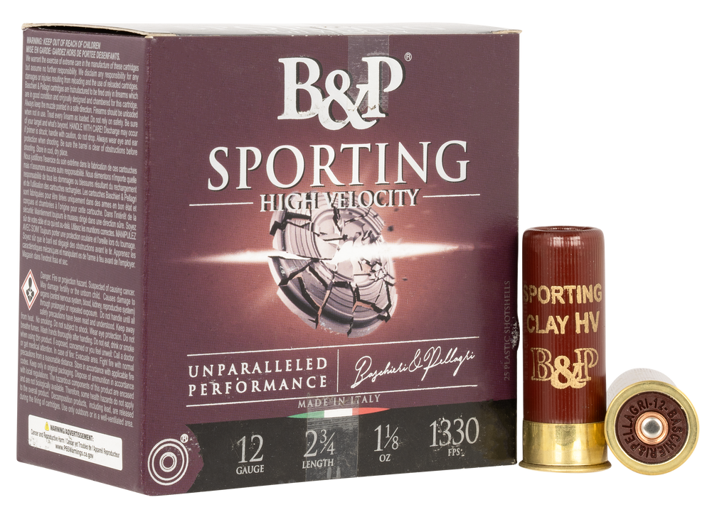 B&P 12B8SCH8 Sporting Clay  12 Gauge 2.75" 1 1/8 oz 8 Shot 25 Per Box/ 10 Case