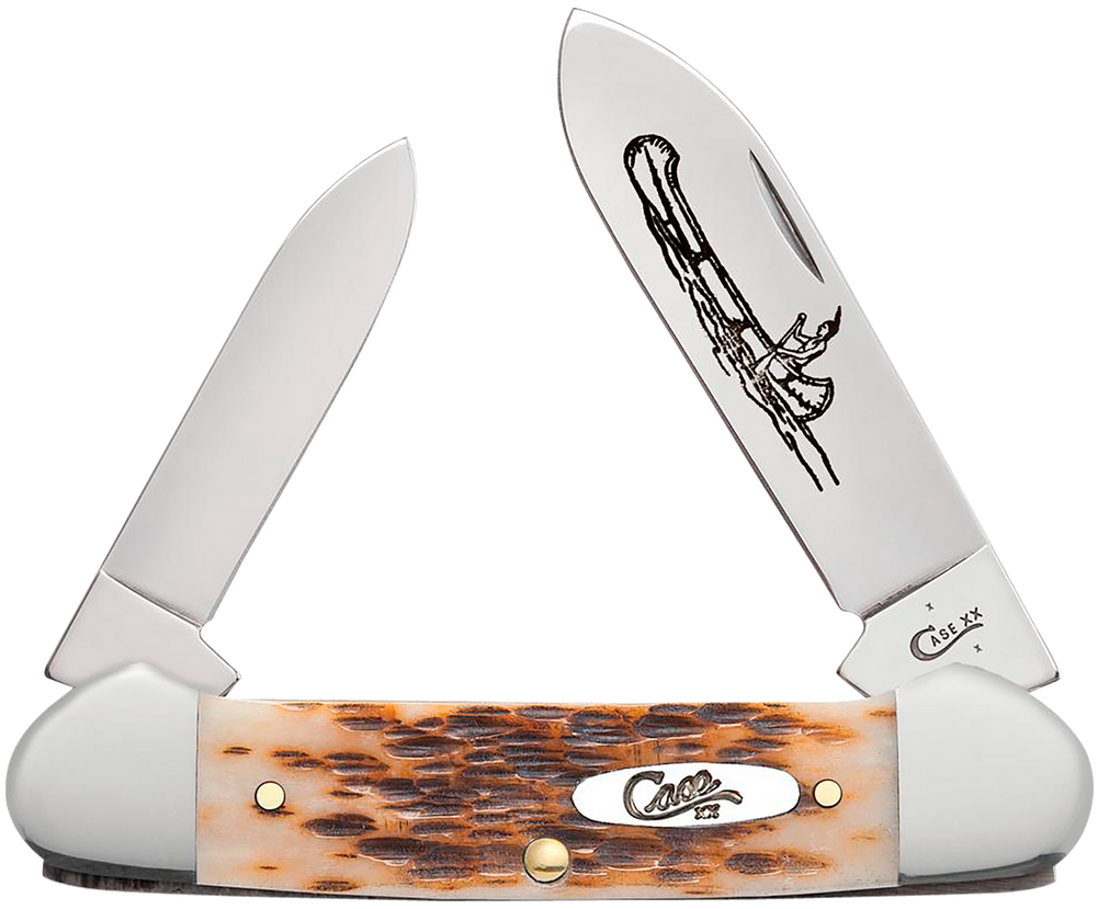 Case Canoe, Case 00263 Amber Bone Peach Seed Jig Canoe