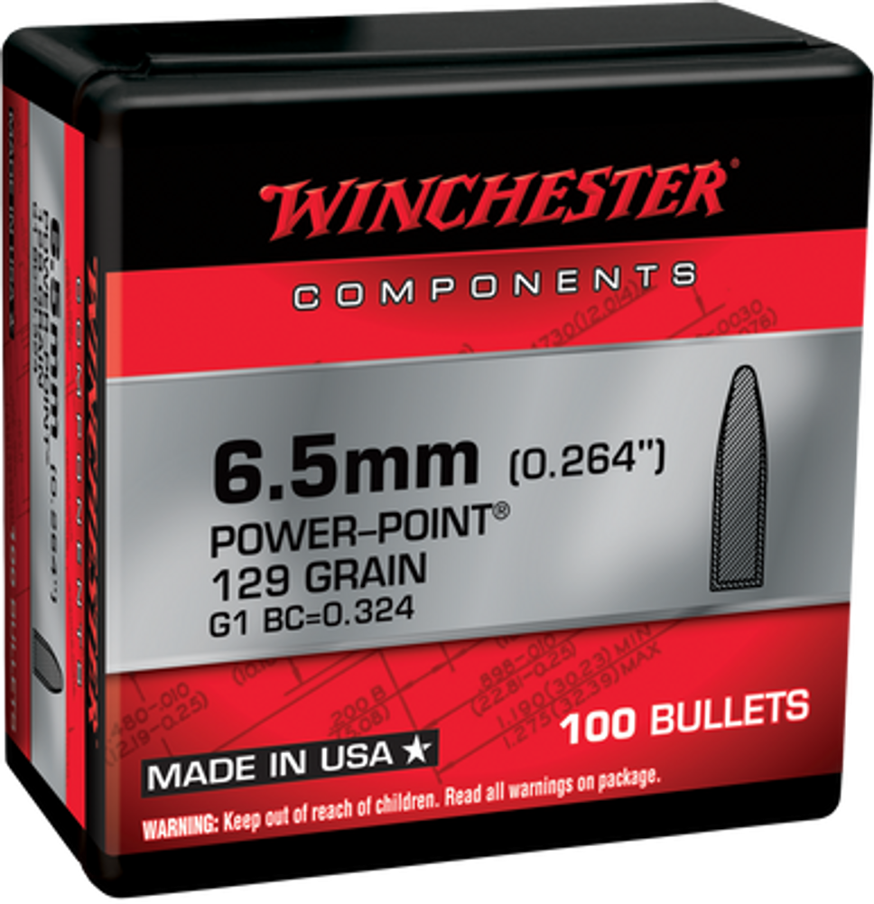 Winchester Ammo Power-point, Win Wb65pp129x 6.5 Cm 129 Pp Retail         100/10