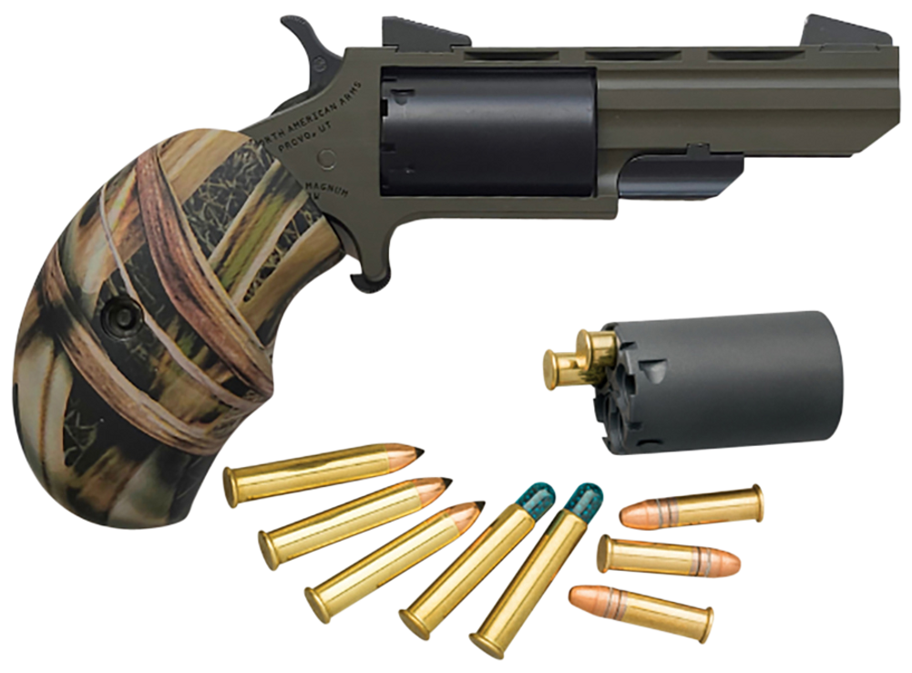 North American Arms NAATGHC Huntsman Conversion 22 LR 22 Mag 5rd 2" Heavy Vent Rib Barrel, OD Green Cerakote Steel Frame, Matte Black Cylinder, Camo Grip