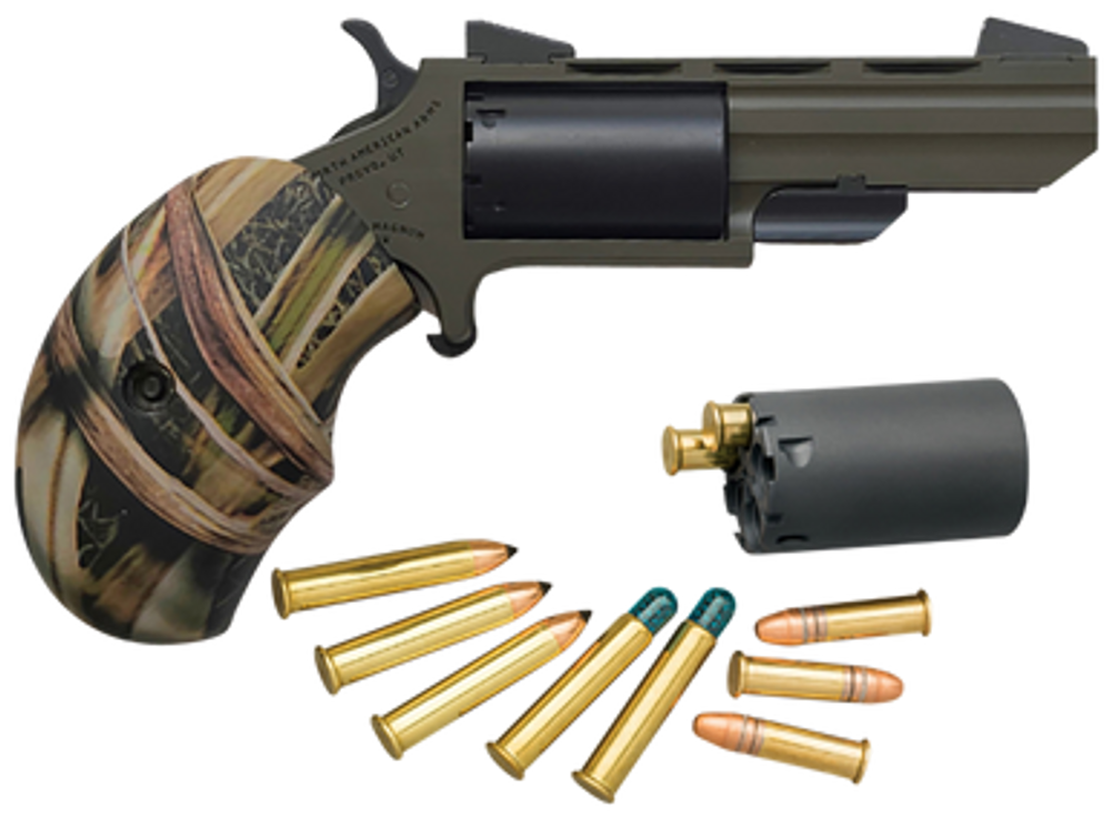 North American Arms NAATGHC Huntsman Conversion 22 LR 22 Mag 5rd 2" Heavy Vent Rib Barrel, OD Green Cerakote Steel Frame, Matte Black Cylinder, Camo Grip