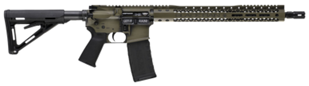 Black Rain Ordnance BROWTPBGB Spec 15+ We The People 5.56x45mm NATO 30+1 16", Green Battleworn with Deep Engraving, 15" Slim M-LOK, Magpul Grip/Carbine Stock, Castle Flash Hider