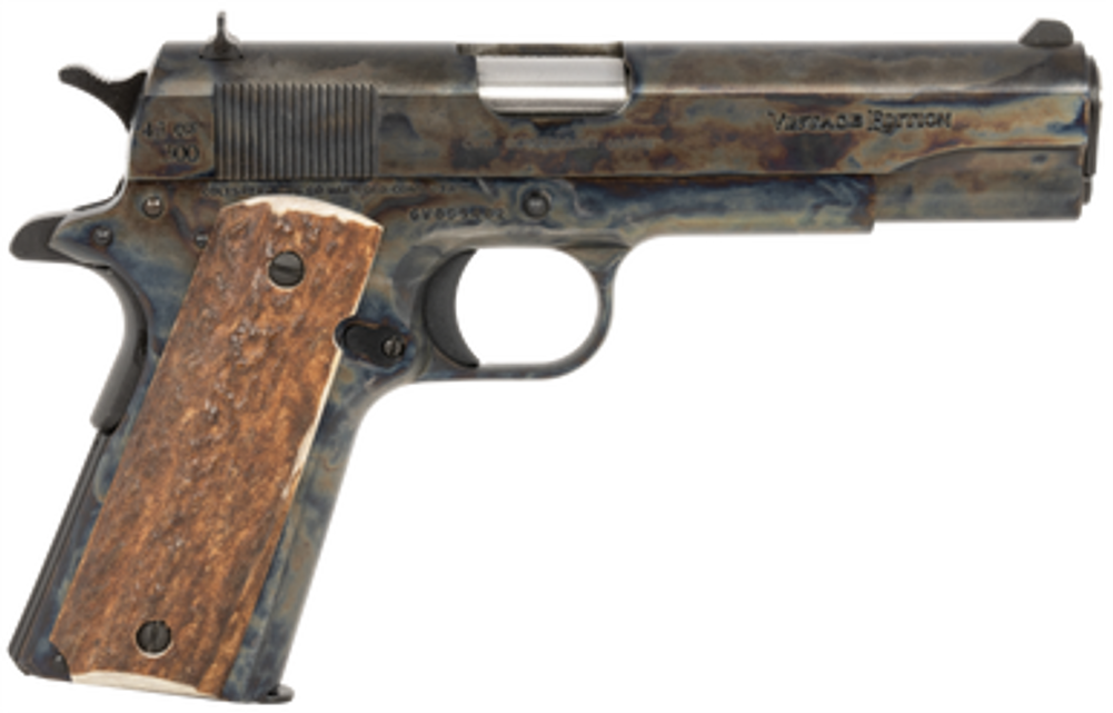 Cnc Firearms CNCVINTAGE1911 Colt 1911 Vintage Limited Edition 45 ACP 7+1 5" Stainless National Match Barrel, Color Case Hardened Steel Slide & Frame, Stag Grip