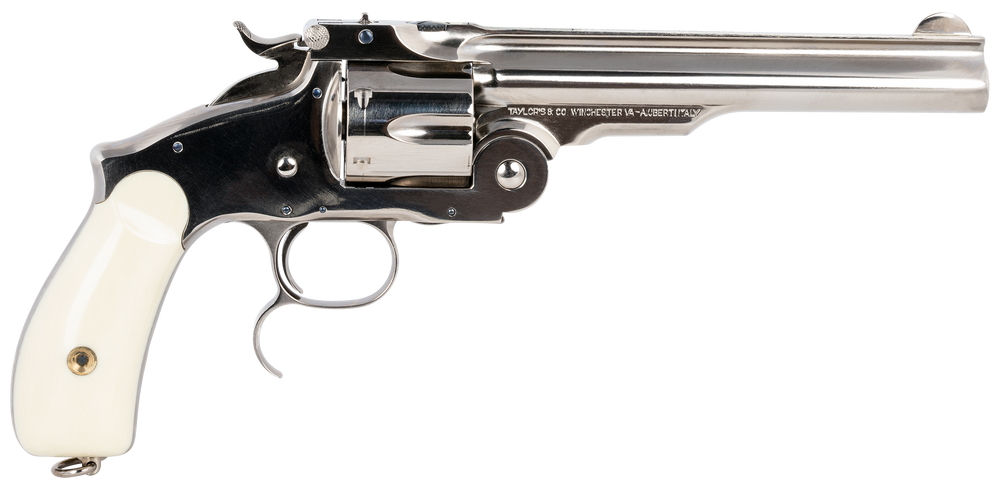 Taylors & Company 550692 Russian  45 Colt (LC) Caliber with 6.50"  Barrel, 6rd Capacity Cylinder, Overall Nickel-Plated Finish Steel  & Ivory Synthetic Grip