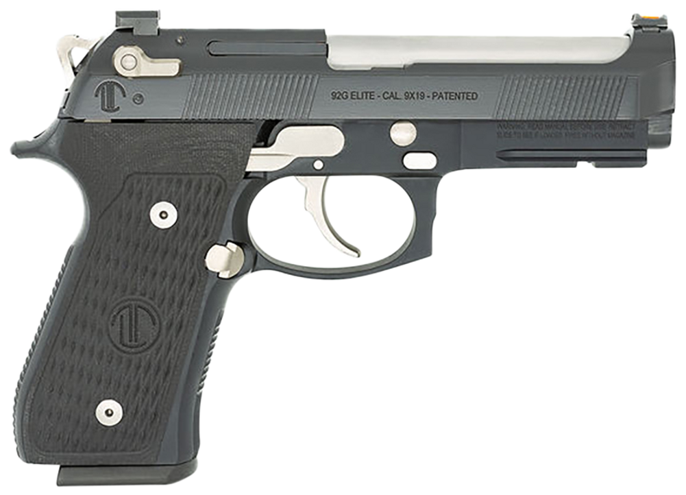 Langdon Tactical Tech LTT92ETJNP3 92 Elite LTT  9mm Luger 18+1 4.70" Stainless Target Crown Steel Barrel, Black Serrated Steel Slide, Black Frame w/Picatinny Rail. Black VZ/LTT G10 Grip
