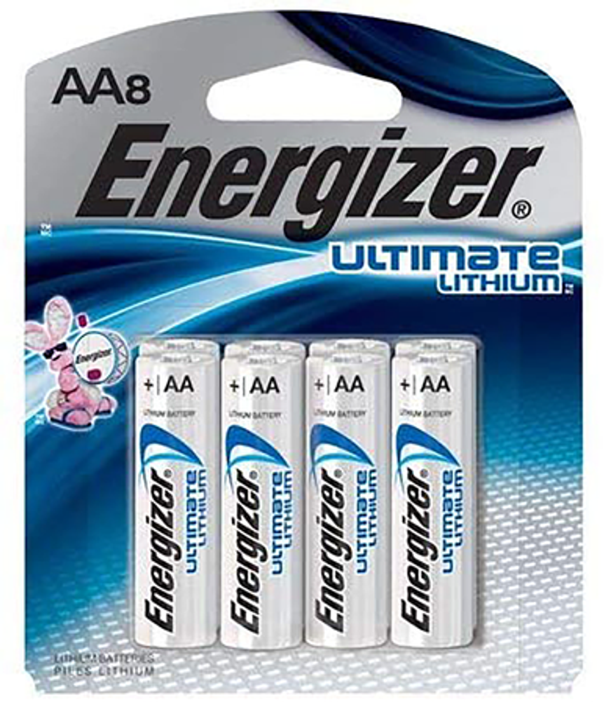 Energizer L91SBP8H3 AA Ultimate Lithium Silver 1.5V Lithium, Qty (8) Single Pack - 135706