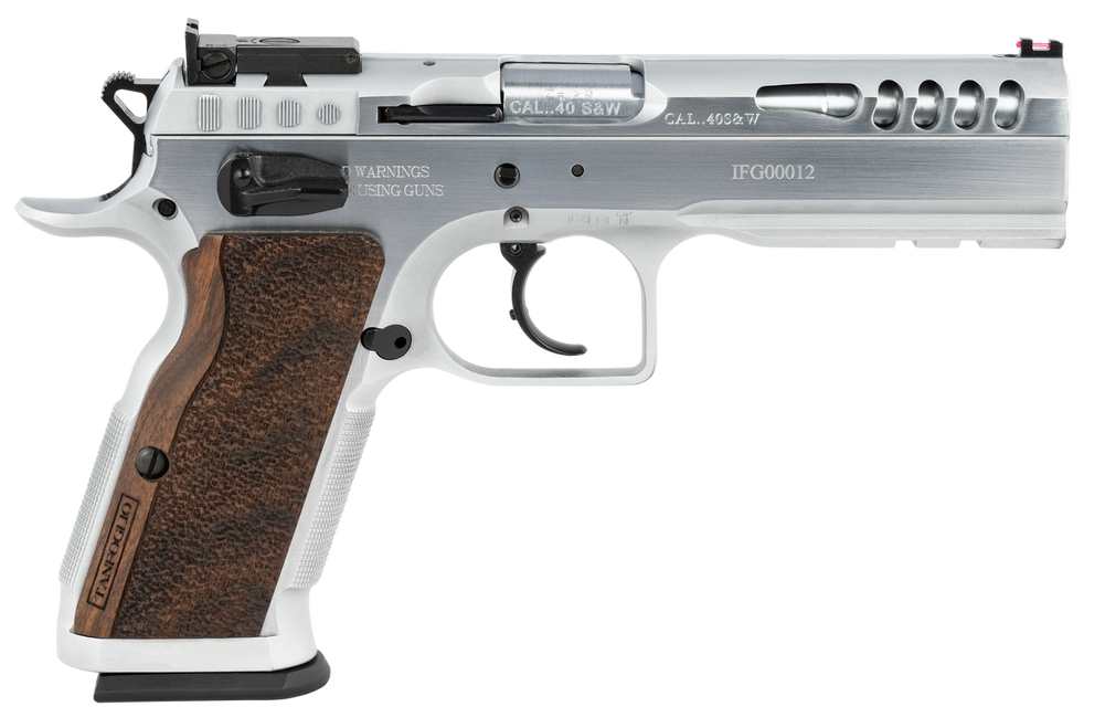 Tanfoglio IFG TFSTOCKM40 Defiant Stock Master LG 40 S&W 14+1 4.75" Hard Chrome Steel/Wood Grip