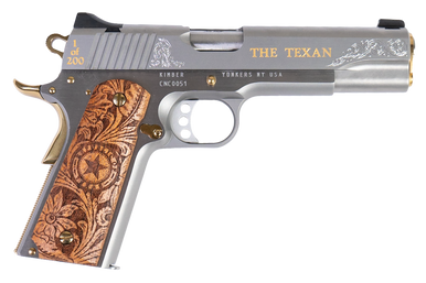 Cnc Firearms CNCTEX1911 1911 Texan  45 ACP 7+1 5" Stainless Texas Mesquite Grip