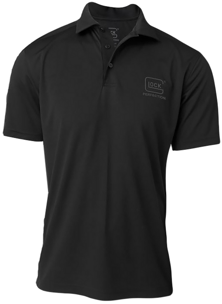 Glock AP96212 Glock Perfection Polo  Black Polyester Mesh Short Sleeve Medium