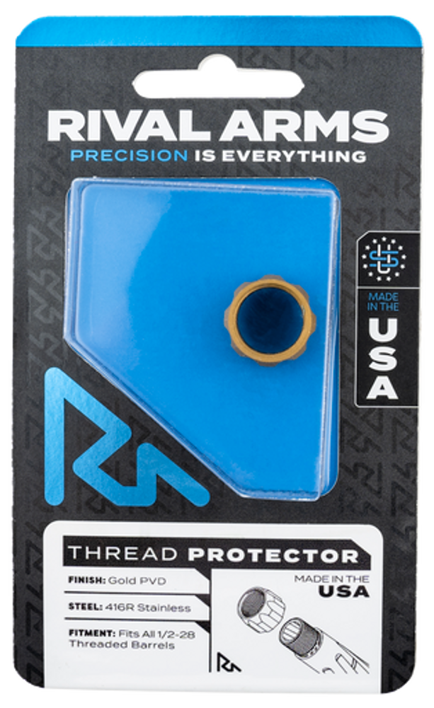 Rival Arms Thread Protector, Rival Rara300001e  Thrd Prtctr 9mm 1 2-28 Flt Gld