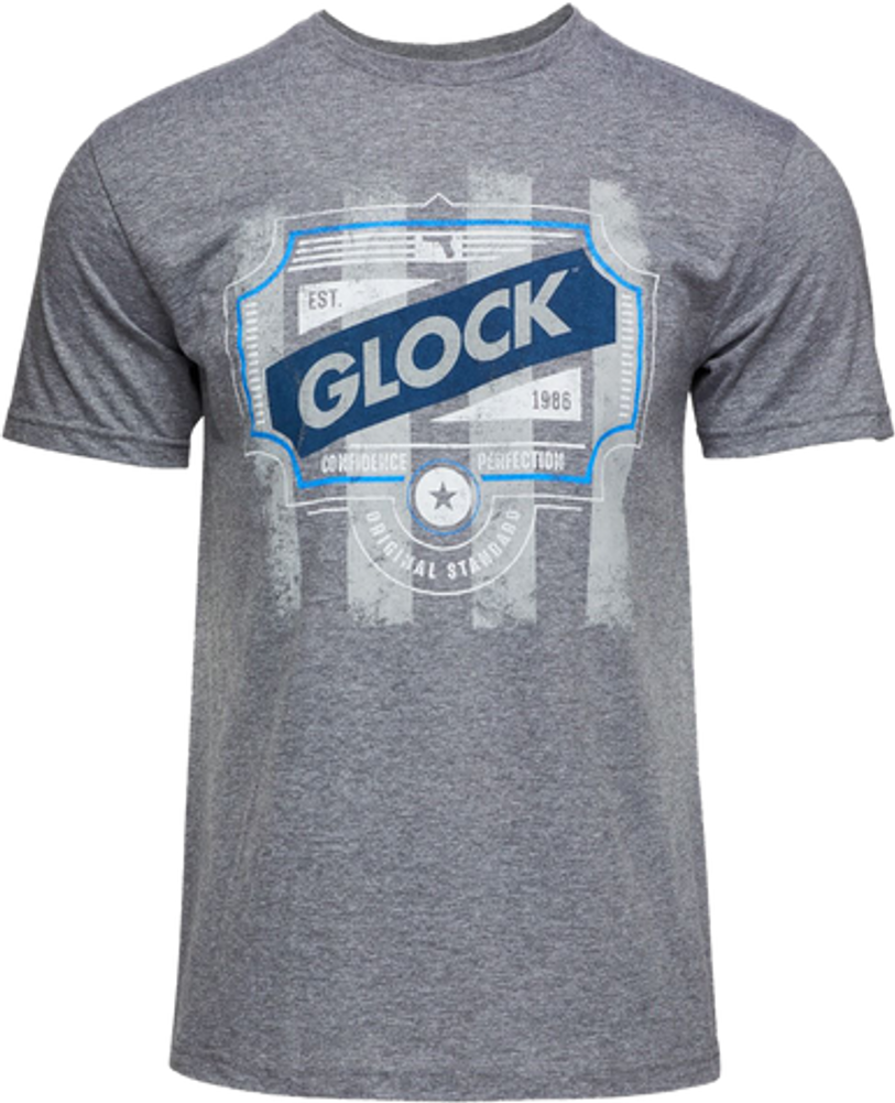 Glock AP96208 Blue Line Tee  Gray Ringspun Cotton/Polyester Short Sleeve XL