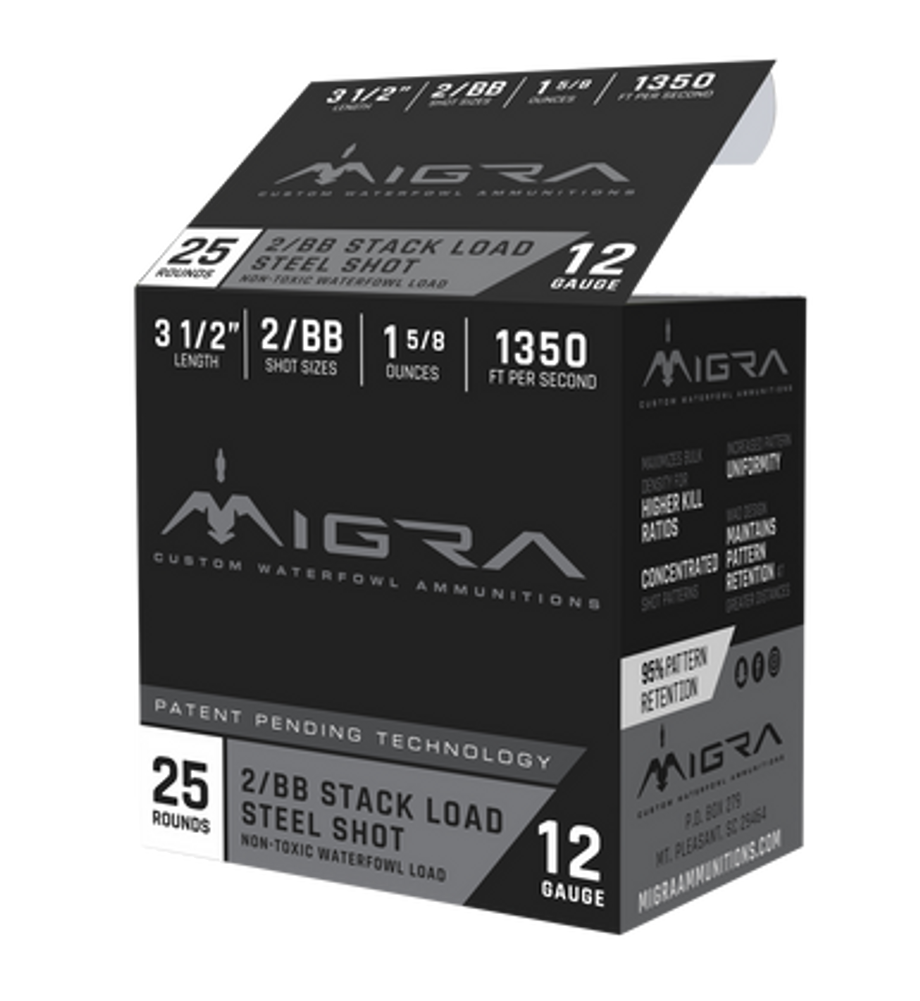 Migra Ammunitions M12LS2BB Combinational  12 Gauge 3.50" 1 5/8 oz 2, BB Shot 25 Per Box/10 Cs