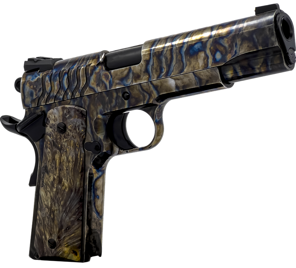 Dickinson LLC DCKSN45FS 1911 Premium Fireball 45 ACP 9+1 5" Black Steel Barrel, Fireball Serrated Aluminum Slide, Fireball Steel Frame, Wood Grip Dickinson LLC DCKSN45FS 1911 Premium Fireball 45 ACP 9+1 5" Black Steel Barrel, Fireball Serrated Aluminum Slide, Fireball Steel Frame, Wood Grip