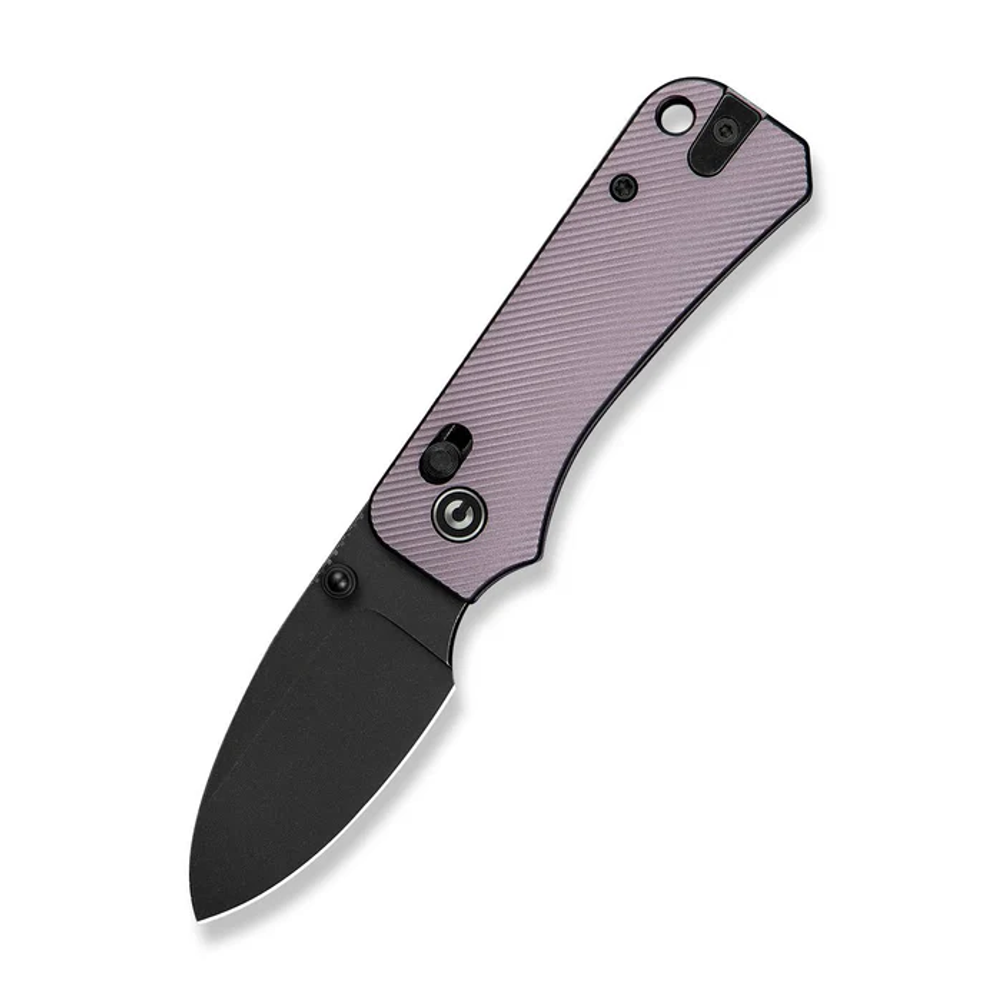 CIVIVI Baby Banter 2 Thumb Stud & Crossbar Lock Knife Purple Aluminum Handle (2.34"" Black Stonewashed Nitro-V Blade) C23074-2