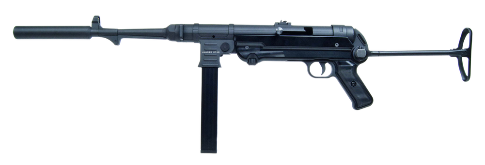 Mauser Rimfire 4400009CA MP-40 Carbine 22 LR 10+1 16.30" Barrel w/Faux Suppressor, Steel Receiver, Black Metal Finish, Adjustable Rear Sight, Underfolding Black Stock
