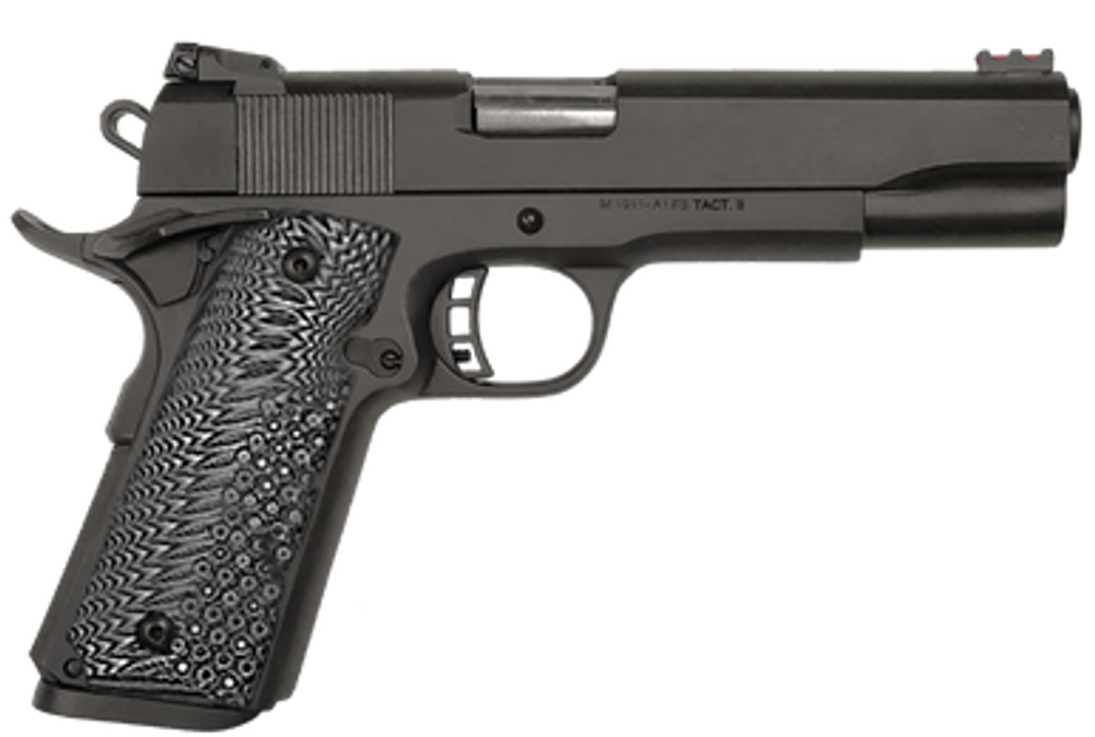 Taylors & Company 230057 1911 A1 Tac Ultra 10mm Auto Caliber with 5" Barrel, 8+1 Capacity, Overall Black Parkerized Finish Steel, Beavertail Frame, Serrated Slide & Black/Gray G10 Grip