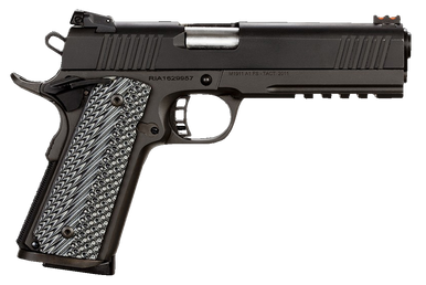 Rock Island 51485 Tac Ultra FS 45 ACP Caliber with 5" Barrel, 8+1 Capacity, Overall Black Parkerized Finish Steel, Picatinny Rail/Beavertail Frame, Serrated Slide & Black & Gray G10 Grip - 35211