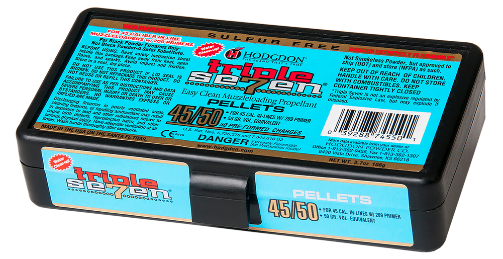 Hodgdon T74550 Triple Seven Pellets 45/50 50 gr 50 Per Box/12 Boxes Per Case