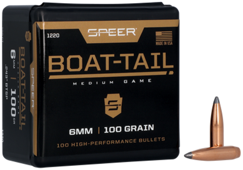 Speer Ammo Boat-tail, Speer 1220      Bull .243 100 Sptzbt         100/5