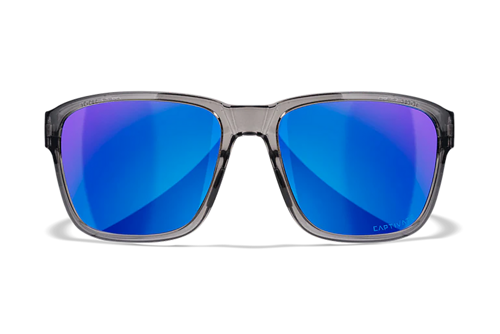 Wiley X AC6TRK09 Trek  M/L Blue Mirror Lens Polycarbonate Gloss Crystal Dark Gray Frame - 180286