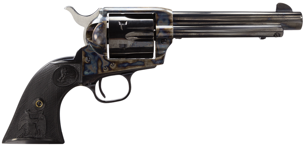 Colt Mfg P1840 Single Action Army Peacemaker 45 Colt (LC) 6 Shot 4.75" Blued Barrel & Cylinder, Color Case Hardened Frame, Black Polymer Grip