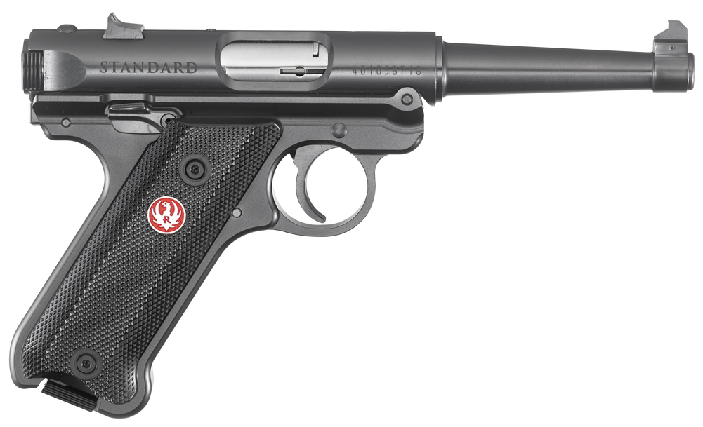 Ruger 40104 Mark IV  22 LR 10+1 4.75" Satin Stainless Tapered Barrel, Blued Steel Slide & Aluminum Frame, Checkered Synthetic Grip - 44361