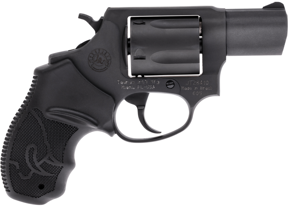 Taurus 2605021 605  38 Special +P or 357 Mag 5 Shot 2" Barrel, Overall Matte Black Oxide Finish Steel, Finger Grooved Black Rubber Grip & Fixed Sights - 31560