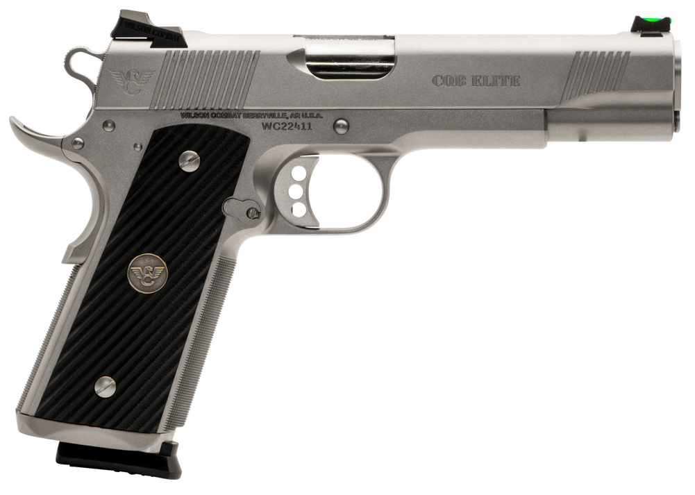 Wilson Combat CQBEFS45SS CQB Elite 45 ACP 8+1 5" Stainless Match Grade Barrel, Serrated Stainless Steel Slide, Stainless Steel Frame w/Beavertail, Black G10 Starburst Grip - 111851