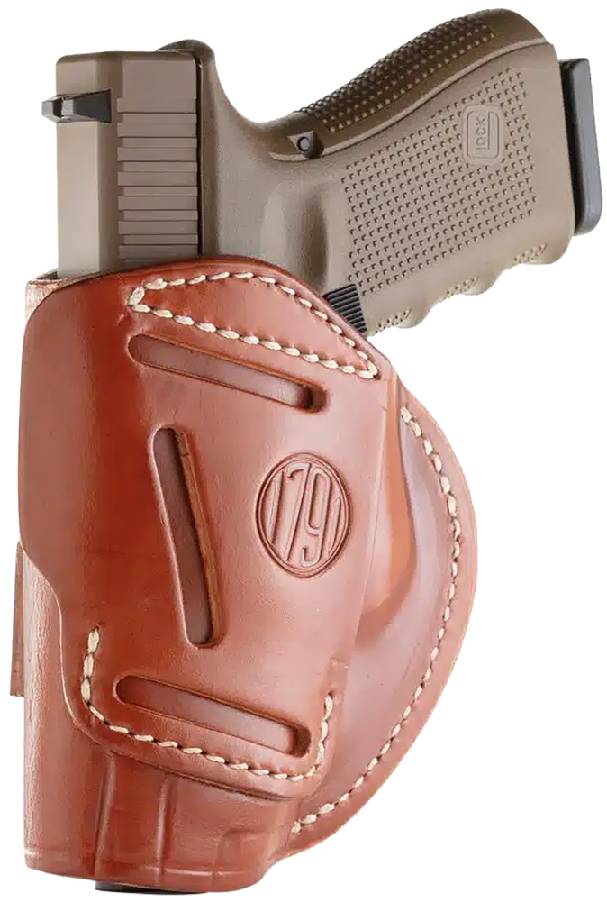 1791 Gunleather 4WH5CBRR 4-Way  IWB/OWB 05 Classic Brown Leather Belt Clip Fits S&W M&P/Springfield XD/Glock 17/HK VP9 - 112350