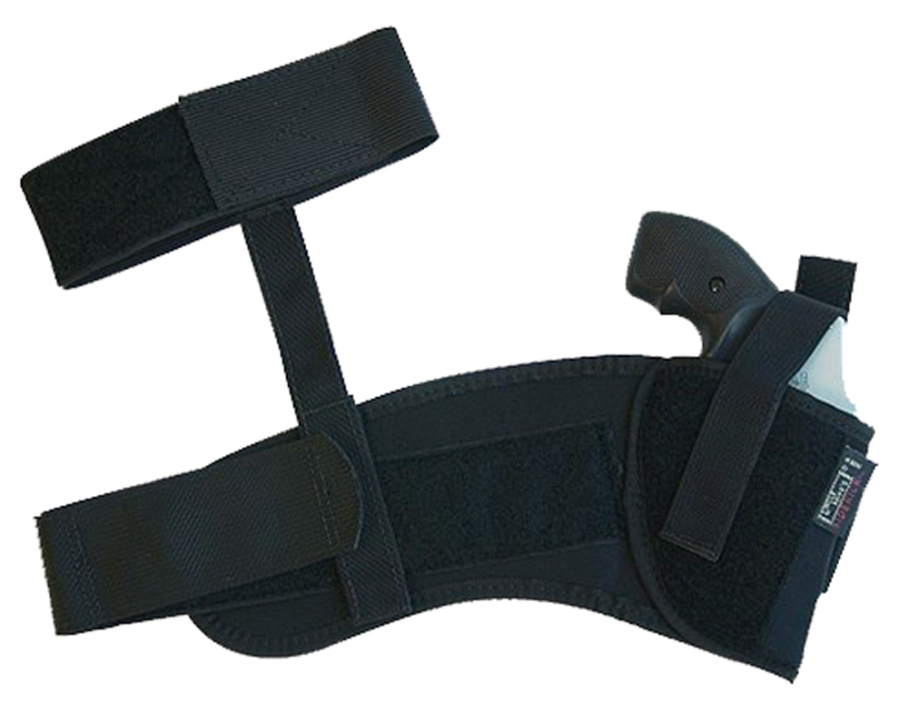 Uncle Mike's 88201 Ankle Holster Ankle Size 0 Black Kodra Nylon Velcro Fits Sm Frame 5rd Revolver w/Hammer Spur Fits 2" Barrel Right Hand - 44285