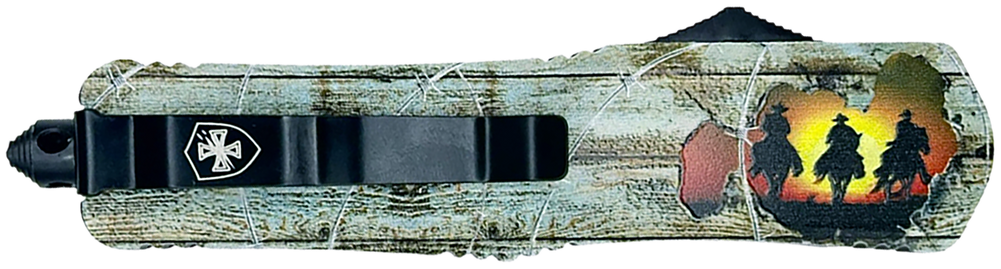 Templar Knife  Gen II Cattle Drive Slim 3.43" OTF Tanto Plain Black Oxide Stonewashed 440C SS Blade, 5.05" Multi-Color Aluminum Handle, Glass Breaker - 183293