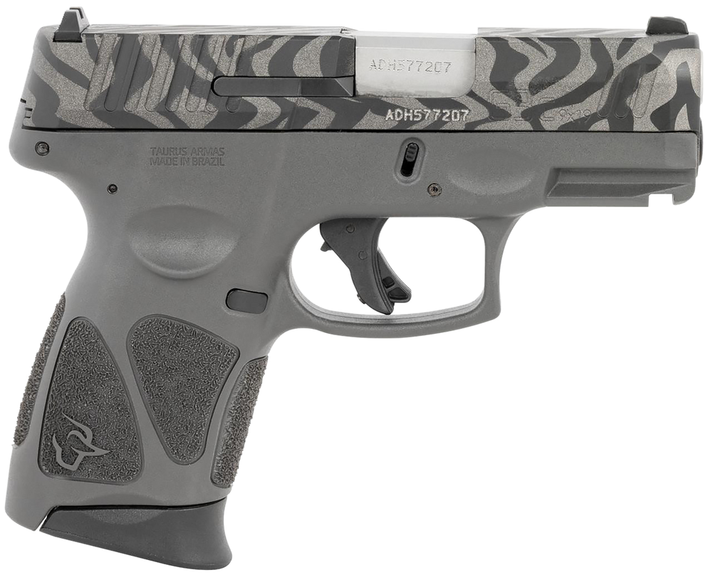 Taurus 1G3C931GZEB G3C  Compact Frame 9mm Luger 12+1 3.26" Matte Stainless Steel Barrel, Gray w/Zebra Stripes Serrated Steel Slide, Black Polymer Frame w/Picatinny Rail, Black Polymer Grip, Right Hand - 146669