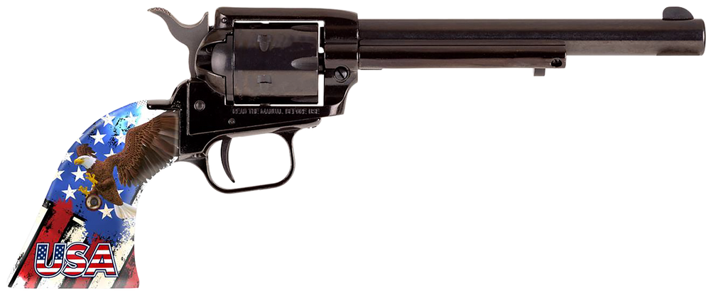 Heritage Mfg RR22B6US08 Rough Rider  22 LR 6rd 6.50" Black Oxide Alloy Steel Barrel & Cylinder, Black Oxide Zinc Alloy Frame, USA Eagle Polymer Grip, Manual Safety, Exposed Hammer - 165284