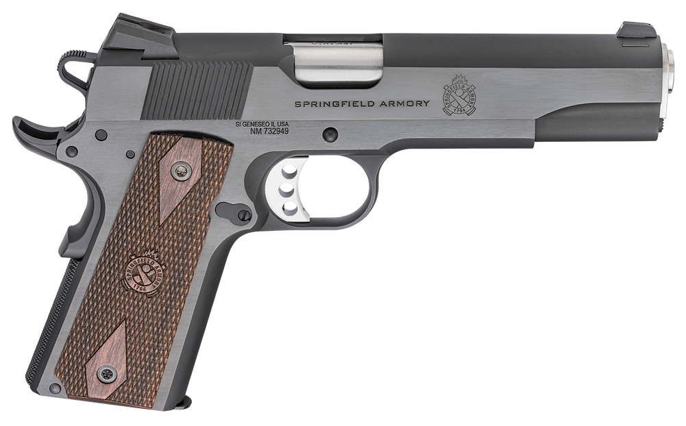 Springfield Armory PX9419 1911 Garrison 9mm Luger 9+1, 5" Stainless Match Grade Steel Barrel, Blued Serrated Carbon Steel Slide, Carbon Steel Frame w/Beavertail, Thin-Line Wood Grip - 146572