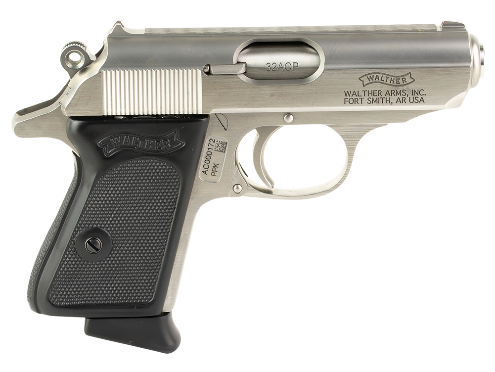Walther Arms 4796020 PPK  32 ACP 6+1 3.30" Stainless Steel Barrel, Stainless Serrated Steel Slide, Stainless Steel Frame w/Beavertail Textured, Polymer Grip - 167252