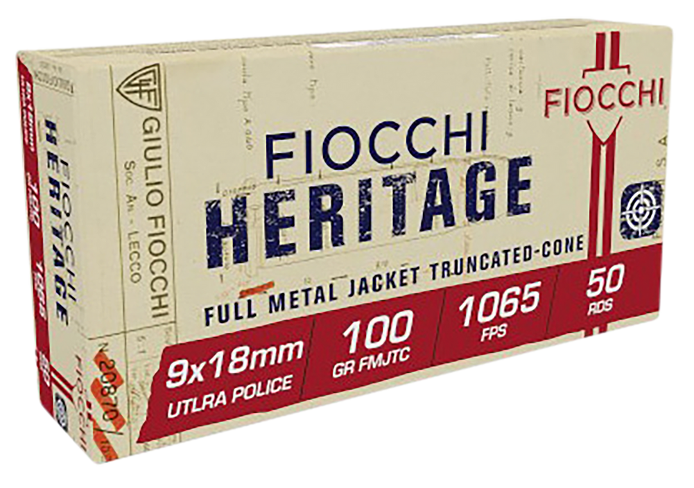 Fiocchi Heritage, Fio 9x18      9x18 Ult Pol 100 Fmjtc         50/20